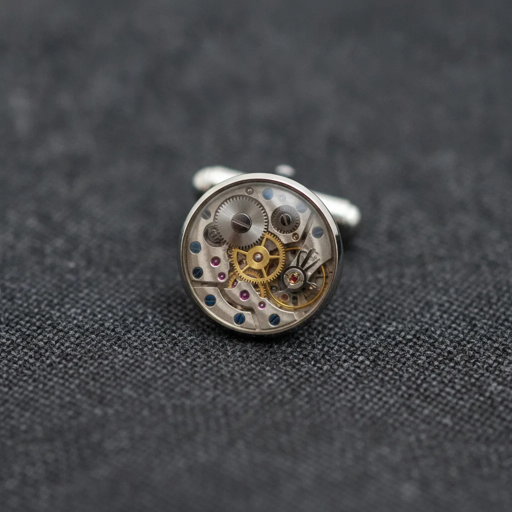 bouton de manchette mécanisme horloger