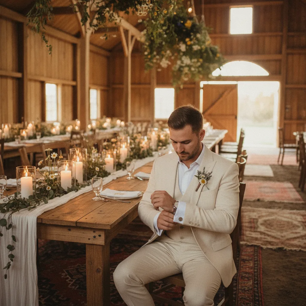 Boutons de manchette mariage champêtre, 8 idées 2026
