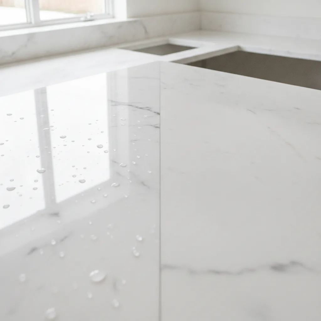 Comparaison marbre naturel, quartz et céramique effet marbre