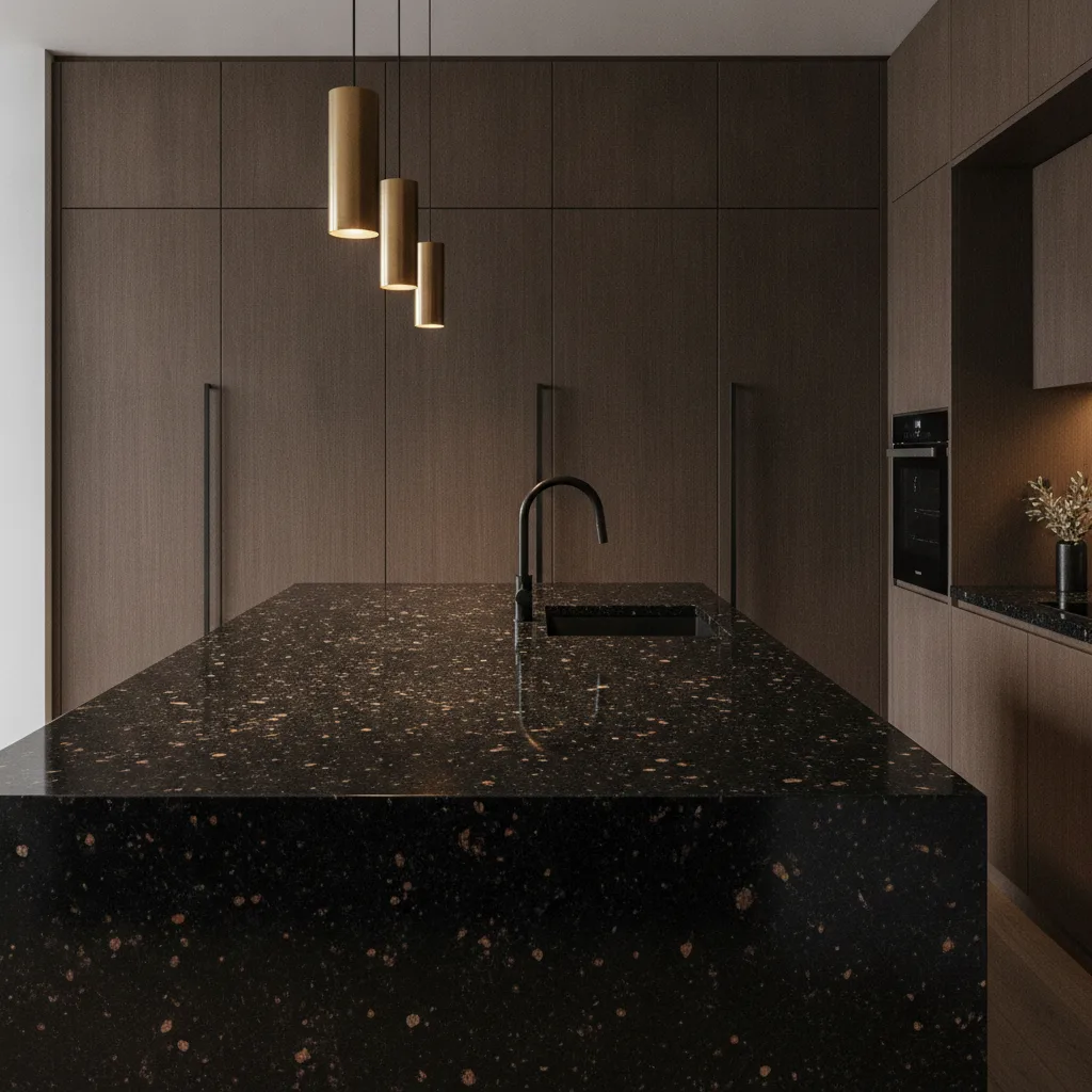 Granit Noir Galaxy en plan de travail, prix et finitions