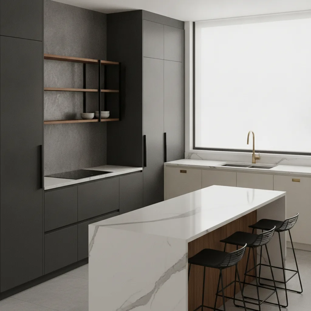 Plan de travail Silestone Loft effet béton dans une cuisine contemporaine