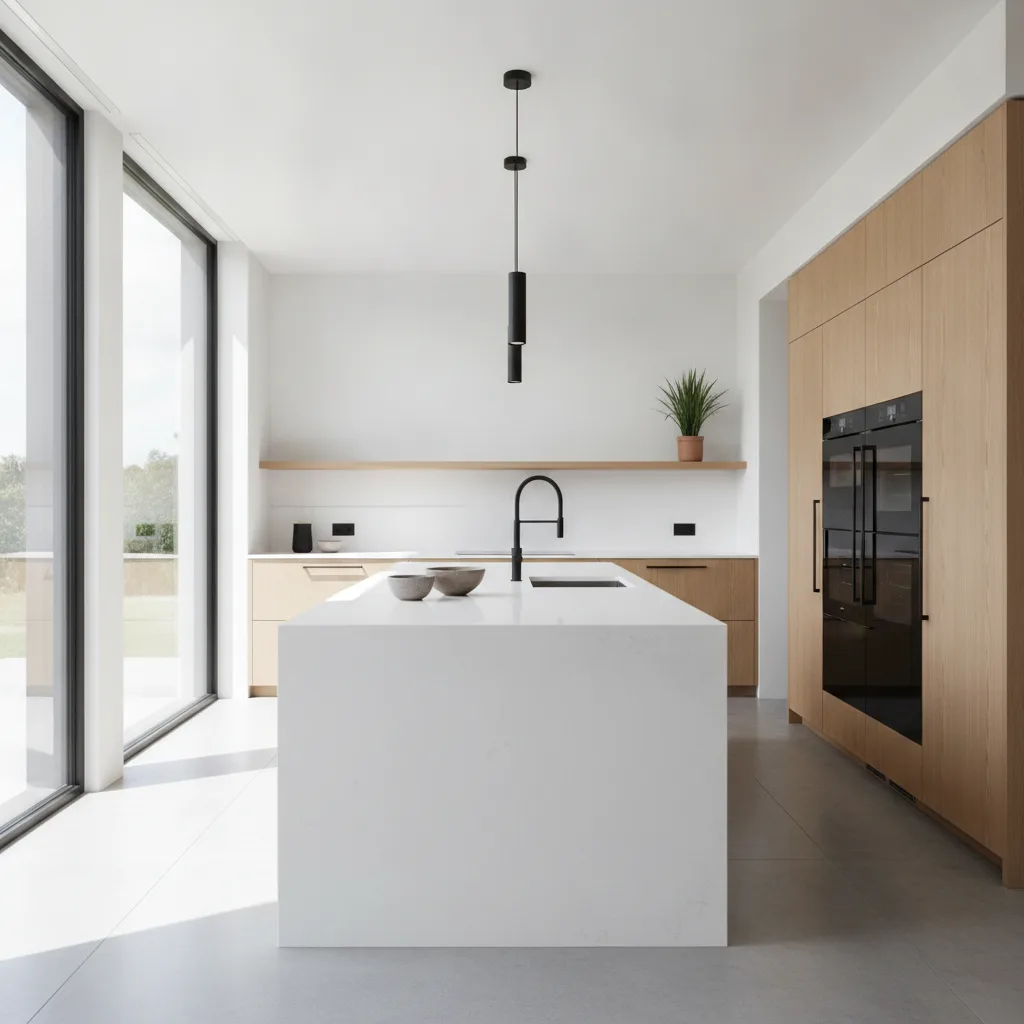 Compac Ice quartz blanc, plan de travail lumineux