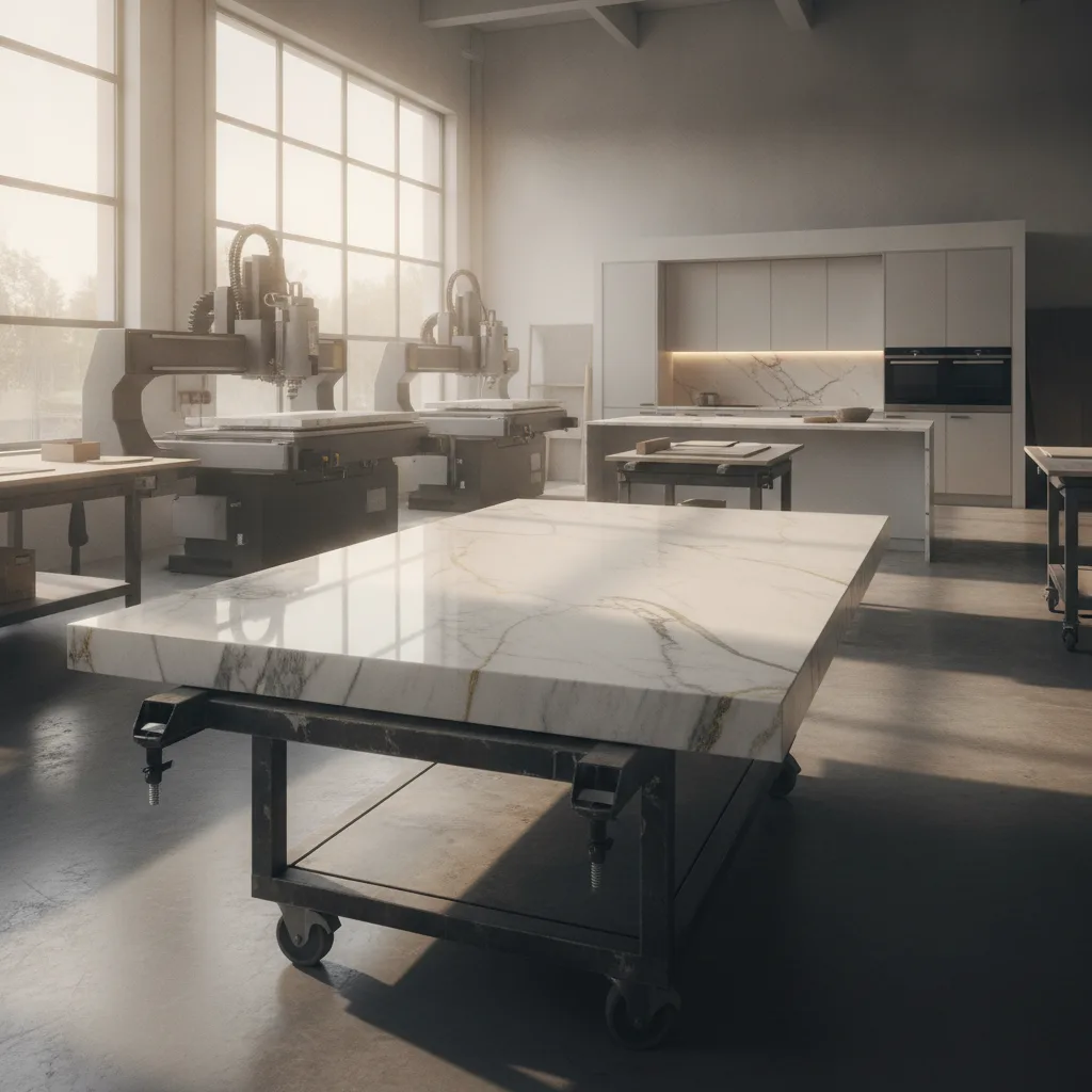 Processus fabrication plan de travail sur mesure