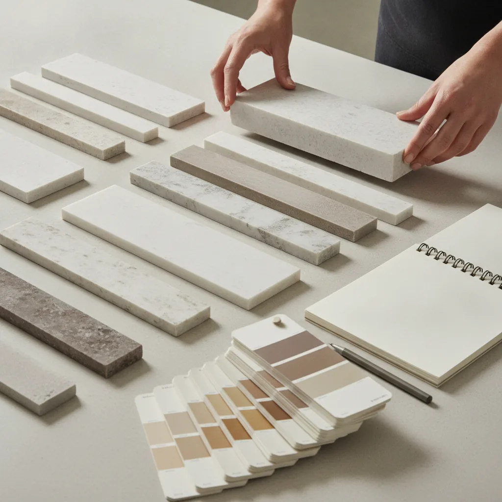 Pose d'un plan de travail en quartz sur mesure