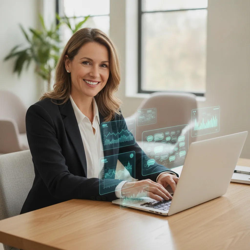 Coach échangeant avec un client dans un environnement de travail numérique