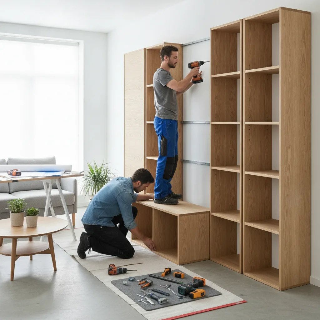 bibliothèque sur mesure salon