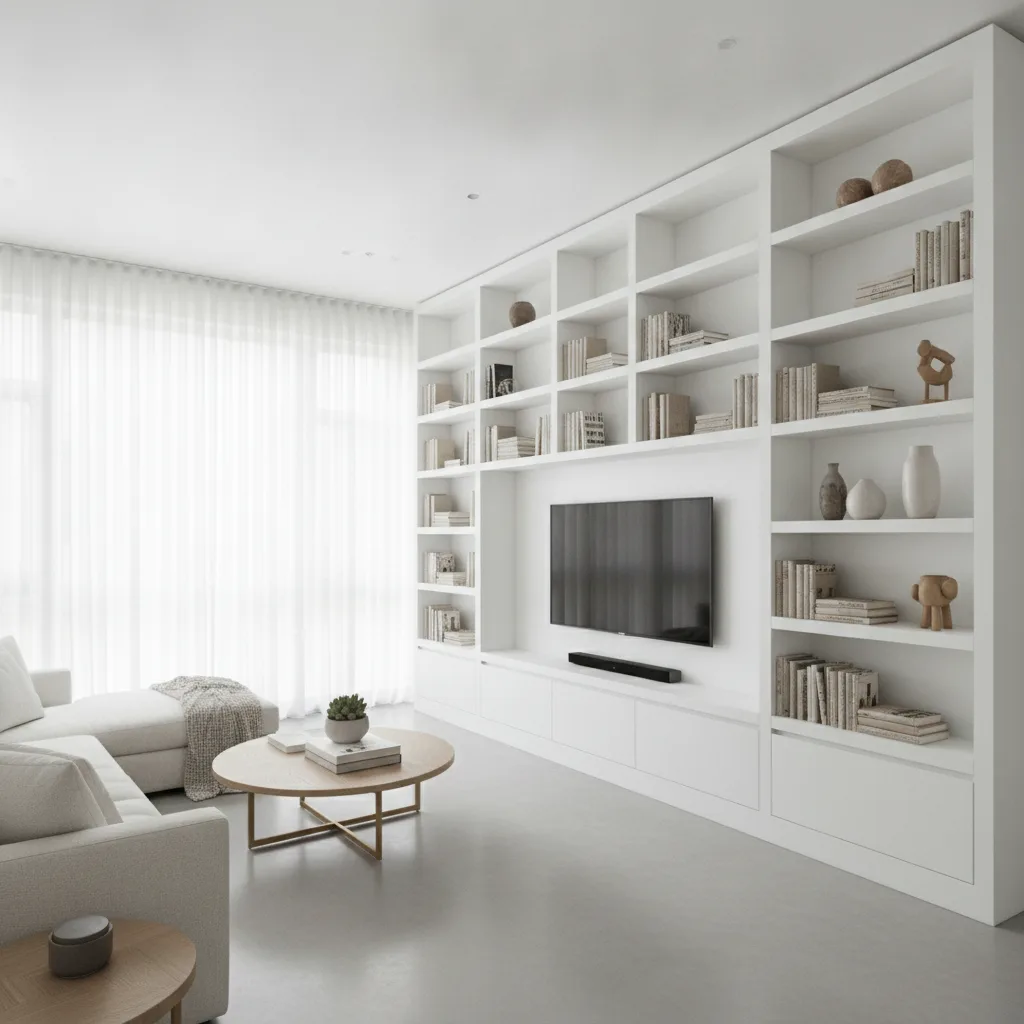 bibliothèque sur mesure salon