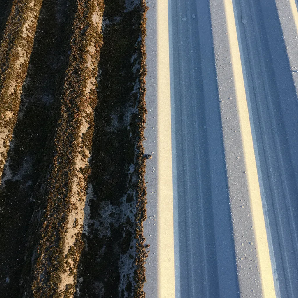 Toiture de hangar industriel traitée par drone