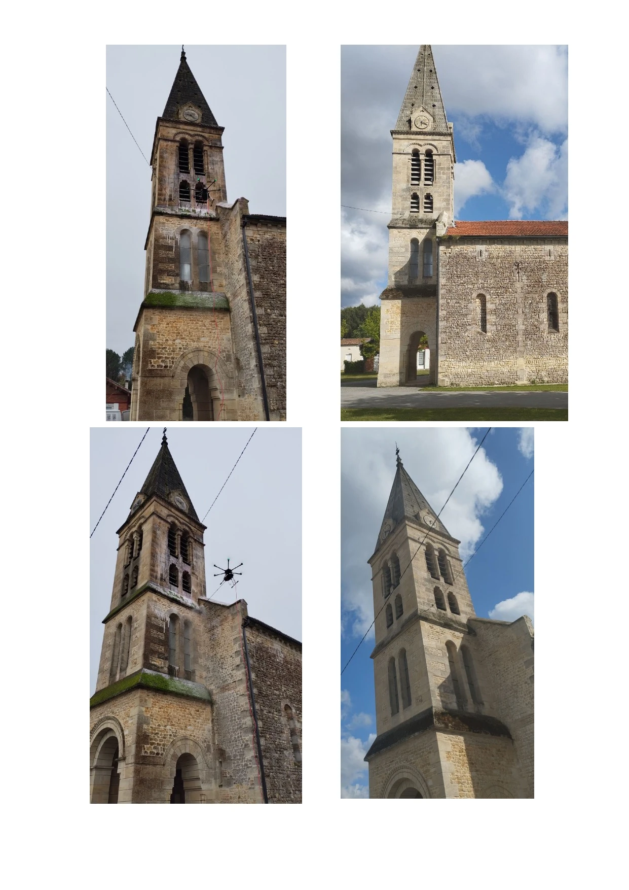 Drone de pulvérisation en intervention sur une façade, chantier Flight Drone Service